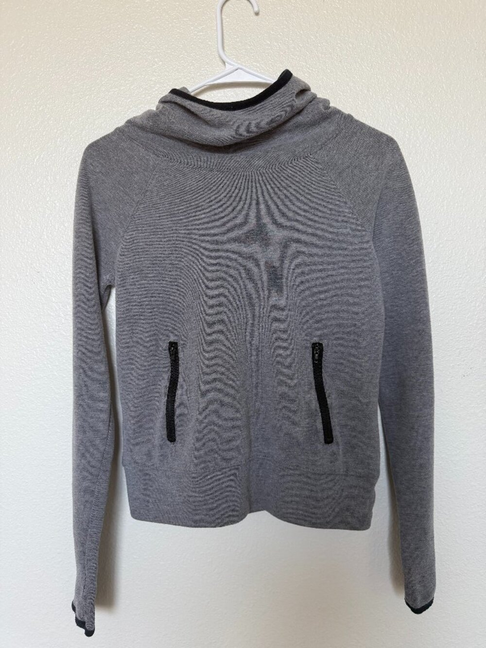 SO Grey Cowl Neck Zip Pocket Pullover Athleisure Cozy XS